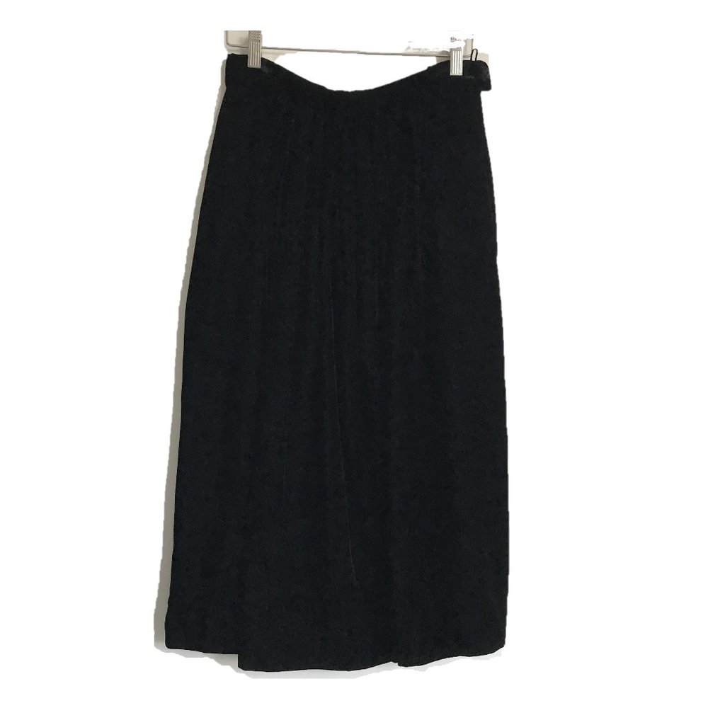 Vintage Talbots Black Velvet Pleated A-line High Waist Midi Skirt A-line 8 , 4 2